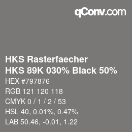 Color code: HKS Rasterfaecher - HKS 89K 030% Black 50% | qconv.com