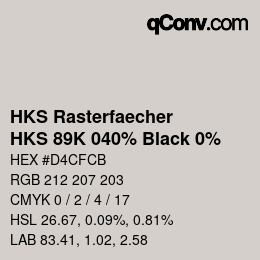 カラーコード: HKS Rasterfaecher - HKS 89K 040% Black 0% | qconv.com