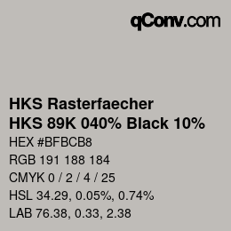 Farbcode: HKS Rasterfaecher - HKS 89K 040% Black 10% | qconv.com
