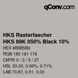 カラーコード: HKS Rasterfaecher - HKS 89K 050% Black 10% | qconv.com