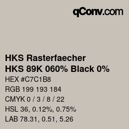 Code couleur: HKS Rasterfaecher - HKS 89K 060% Black 0% | qconv.com