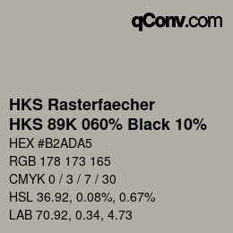 Color code: HKS Rasterfaecher - HKS 89K 060% Black 10% | qconv.com