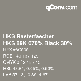 カラーコード: HKS Rasterfaecher - HKS 89K 070% Black 30% | qconv.com