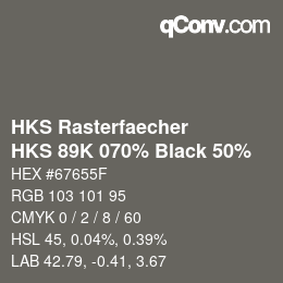 Code couleur: HKS Rasterfaecher - HKS 89K 070% Black 50% | qconv.com