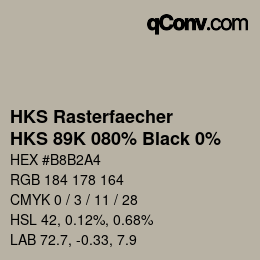 Code couleur: HKS Rasterfaecher - HKS 89K 080% Black 0% | qconv.com