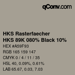 Code couleur: HKS Rasterfaecher - HKS 89K 080% Black 10% | qconv.com