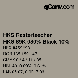 Code couleur: HKS Rasterfaecher - HKS 89K 080% Black 10% | qconv.com