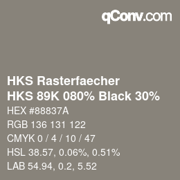 カラーコード: HKS Rasterfaecher - HKS 89K 080% Black 30% | qconv.com