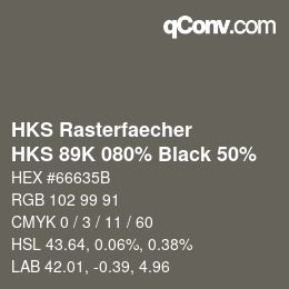 Code couleur: HKS Rasterfaecher - HKS 89K 080% Black 50% | qconv.com
