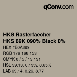 カラーコード: HKS Rasterfaecher - HKS 89K 090% Black 0% | qconv.com