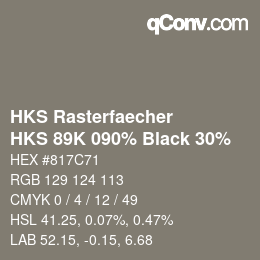 颜色代码: HKS Rasterfaecher - HKS 89K 090% Black 30% | qconv.com