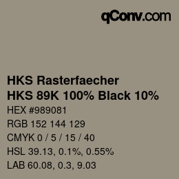 Color code: HKS Rasterfaecher - HKS 89K 100% Black 10% | qconv.com