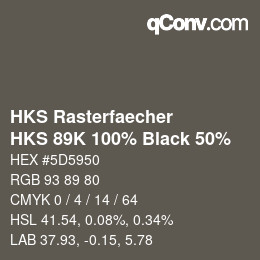 カラーコード: HKS Rasterfaecher - HKS 89K 100% Black 50% | qconv.com