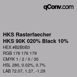 カラーコード: HKS Rasterfaecher - HKS 90K 020% Black 10% | qconv.com