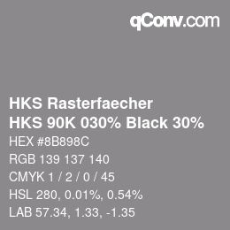 カラーコード: HKS Rasterfaecher - HKS 90K 030% Black 30% | qconv.com