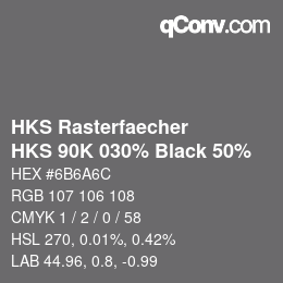 カラーコード: HKS Rasterfaecher - HKS 90K 030% Black 50% | qconv.com