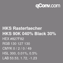 カラーコード: HKS Rasterfaecher - HKS 90K 040% Black 30% | qconv.com