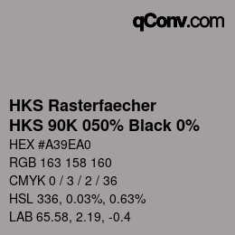 Color code: HKS Rasterfaecher - HKS 90K 050% Black 0% | qconv.com