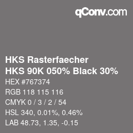 颜色代码: HKS Rasterfaecher - HKS 90K 050% Black 30% | qconv.com