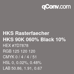 Color code: HKS Rasterfaecher - HKS 90K 060% Black 10% | qconv.com