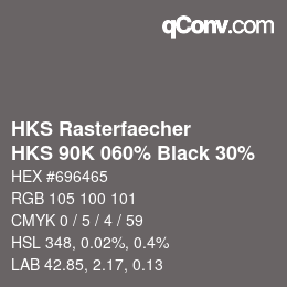 Color code: HKS Rasterfaecher - HKS 90K 060% Black 30% | qconv.com