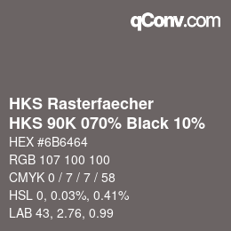 カラーコード: HKS Rasterfaecher - HKS 90K 070% Black 10% | qconv.com