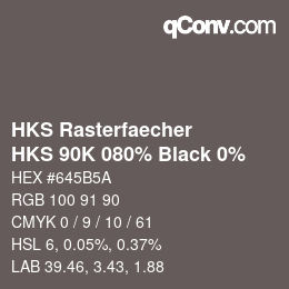 カラーコード: HKS Rasterfaecher - HKS 90K 080% Black 0% | qconv.com