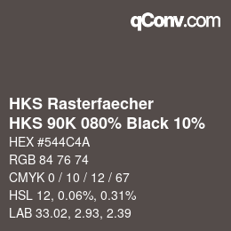 Farbcode: HKS Rasterfaecher - HKS 90K 080% Black 10% | qconv.com