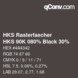 カラーコード: HKS Rasterfaecher - HKS 90K 080% Black 30% | qconv.com