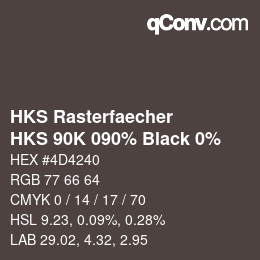 カラーコード: HKS Rasterfaecher - HKS 90K 090% Black 0% | qconv.com