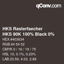 カラーコード: HKS Rasterfaecher - HKS 90K 100% Black 0% | qconv.com