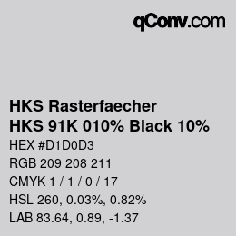 Código de color: HKS Rasterfaecher - HKS 91K 010% Black 10% | qconv.com