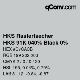 Farbcode: HKS Rasterfaecher - HKS 91K 040% Black 0% | qconv.com
