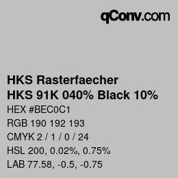 Code couleur: HKS Rasterfaecher - HKS 91K 040% Black 10% | qconv.com