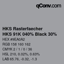 カラーコード: HKS Rasterfaecher - HKS 91K 040% Black 30% | qconv.com