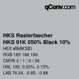 カラーコード: HKS Rasterfaecher - HKS 91K 050% Black 10% | qconv.com