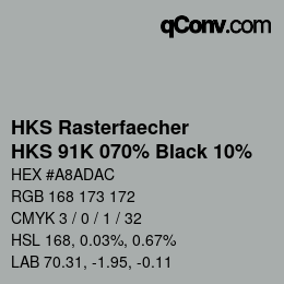 Code couleur: HKS Rasterfaecher - HKS 91K 070% Black 10% | qconv.com