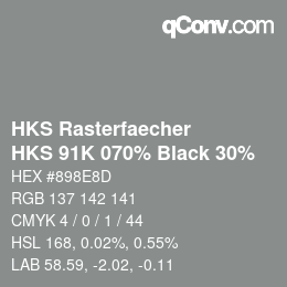 Farbcode: HKS Rasterfaecher - HKS 91K 070% Black 30% | qconv.com
