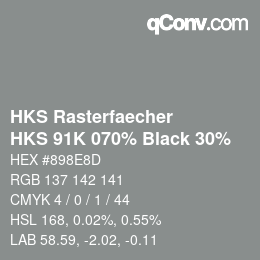 Color code: HKS Rasterfaecher - HKS 91K 070% Black 30% | qconv.com