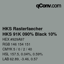 カラーコード: HKS Rasterfaecher - HKS 91K 090% Black 10% | qconv.com