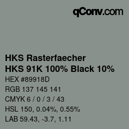 Farbcode: HKS Rasterfaecher - HKS 91K 100% Black 10% | qconv.com