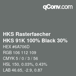 カラーコード: HKS Rasterfaecher - HKS 91K 100% Black 30% | qconv.com