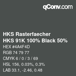 Código de color: HKS Rasterfaecher - HKS 91K 100% Black 50% | qconv.com