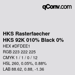 Código de color: HKS Rasterfaecher - HKS 92K 010% Black 0% | qconv.com