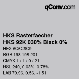 カラーコード: HKS Rasterfaecher - HKS 92K 030% Black 0% | qconv.com