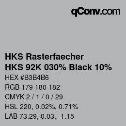 Código de color: HKS Rasterfaecher - HKS 92K 030% Black 10% | qconv.com