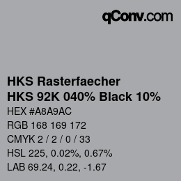Color code: HKS Rasterfaecher - HKS 92K 040% Black 10% | qconv.com