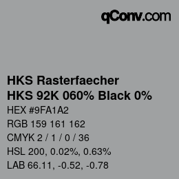 カラーコード: HKS Rasterfaecher - HKS 92K 060% Black 0% | qconv.com
