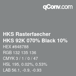 Código de color: HKS Rasterfaecher - HKS 92K 070% Black 10% | qconv.com