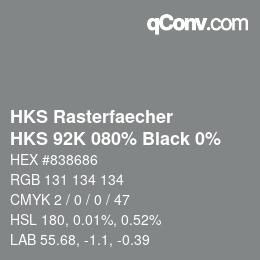 Farbcode: HKS Rasterfaecher - HKS 92K 080% Black 0% | qconv.com